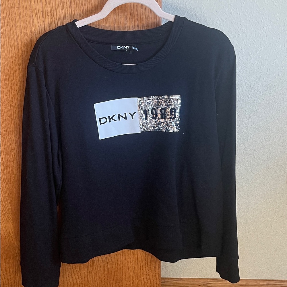 DKNY Black Sweatshirt with Sequin Logo